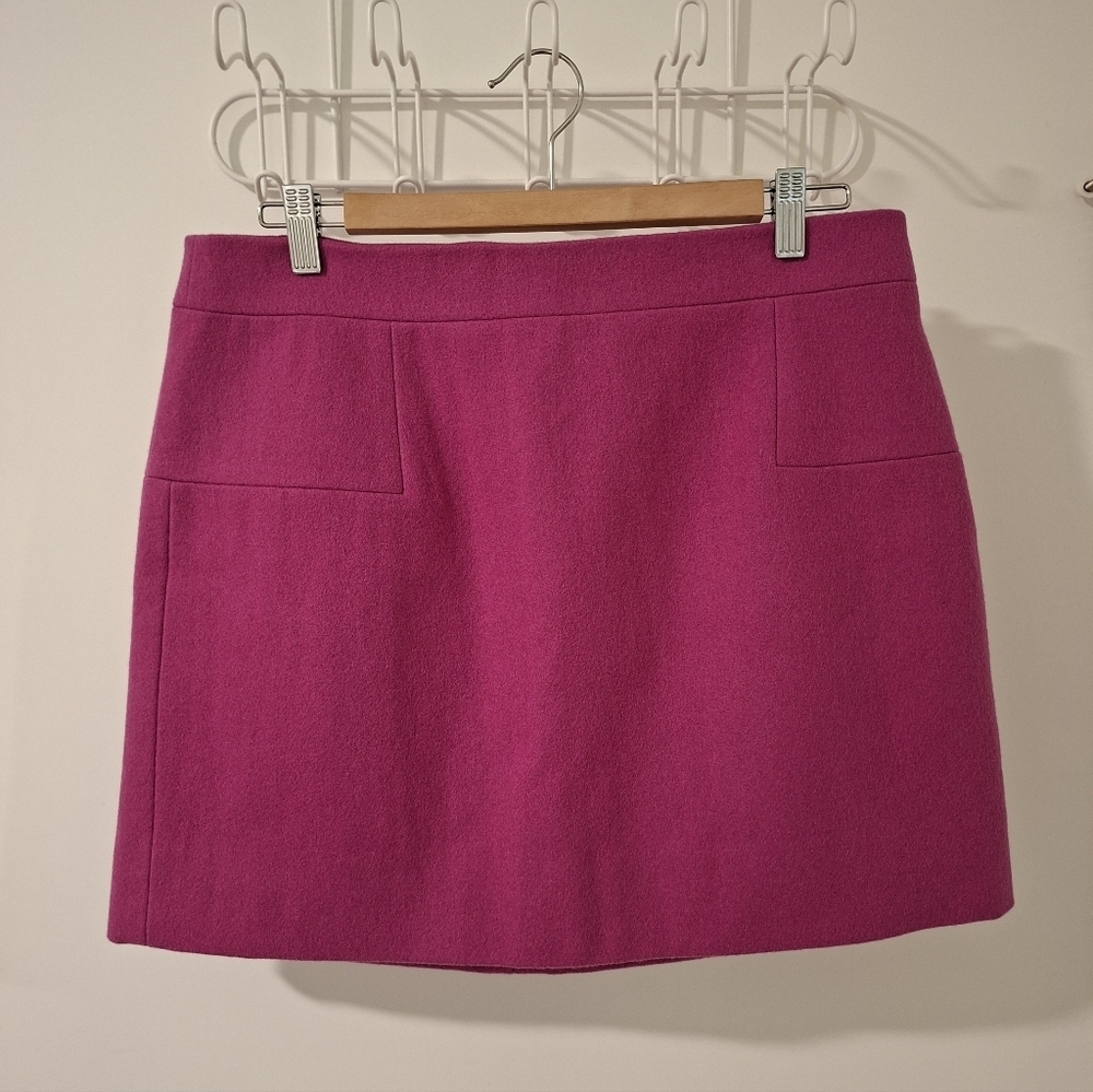 J. Crew Women's Vibrant Pink Wool Mini Skirt (Size US 12)